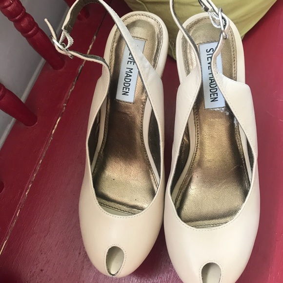 Steve Madden Nude Peep Toe Sling Backs Freee 7 - Picture 2 of 4
